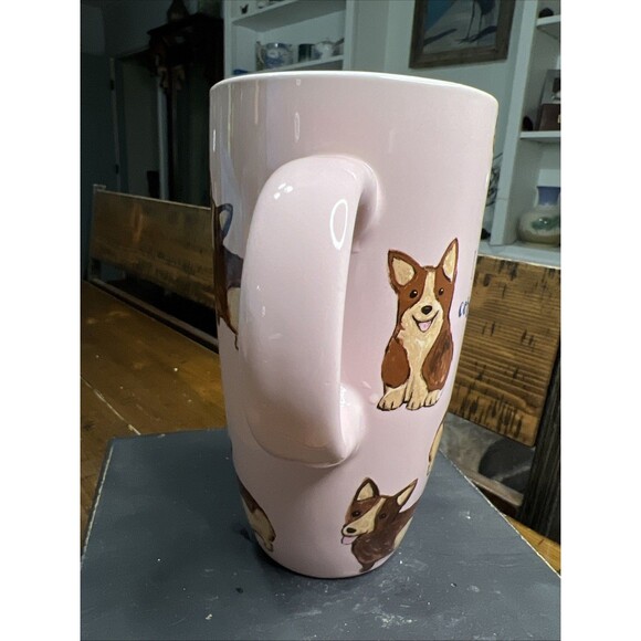 Corgi Travel Mug w/Lid 20 Oz “I Woke Up Corgie-ous!” Pink & Brown Sheffield Home - Picture 2 of 8